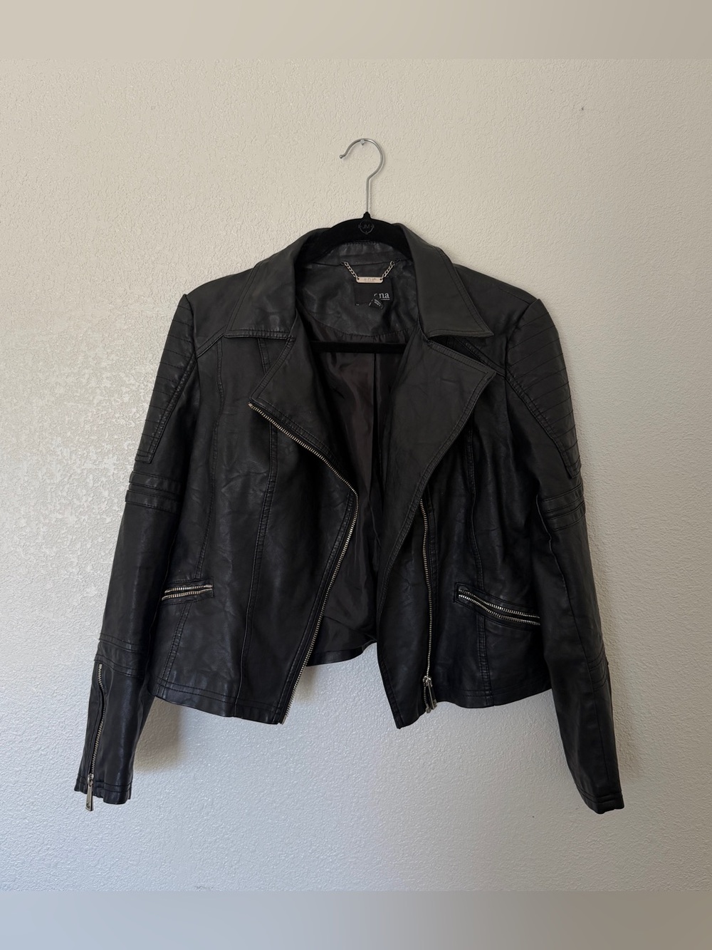 a.n.a Black Faux Leather Moto Jacket